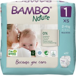 Bambo Nature Eldobható pelenka 1, 22 db, 2-4 kg