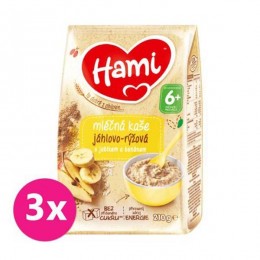 3x Hami Köles-rizses tejkása almával és banánnal 210 g, 6+