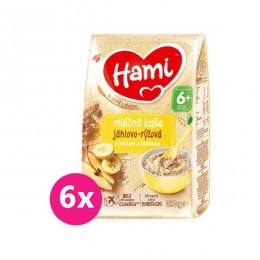 6x Hami Köles-rizses tejkása almával és banánnal 210 g, 6+