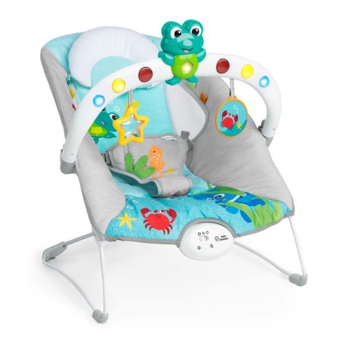BABY EINSTEIN Zenélő rezgő pihenőszék fényekkel Kick to It Neptune 9 kg-ig