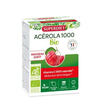 Superdiet Bio Acerola 1000mg +C rágótabletta 24x
