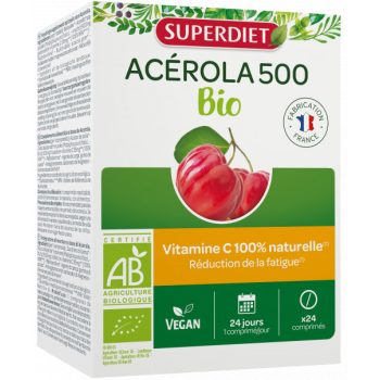 Superdiet Bio Acerola 500Mg +C Rágótabletta 24x