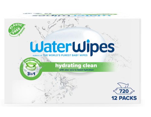 12x WATERWIPES Műanyagmentes nedves törlőkendők Hydrating clean 60 db  ( 720 db )