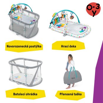   BABY EINSTEIN Játszókerettel és zongorával ellátott kiságy 3in1 Kick & Snooze™ 0hó+