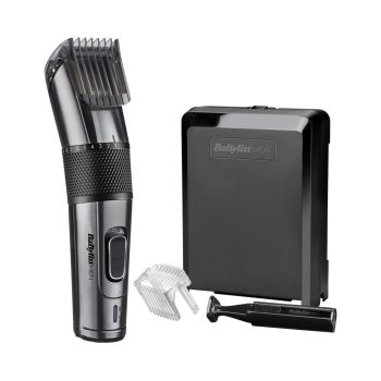   BaByliss E978E Carbon Titanium vezeték/vezeték nélküli hajvágó + trimmer, fémes-sötétszürke