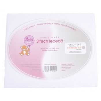  BabyBruin® 100% rugalmas pamut, fehér  strech lepedő 60*120-70*140 cm-ig 