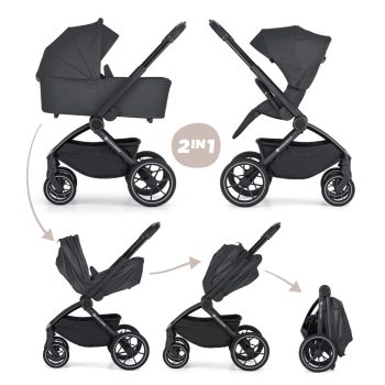 PETITE&MARS Kombinált babakocsi SCOUT 2in1 Anthracite Moon