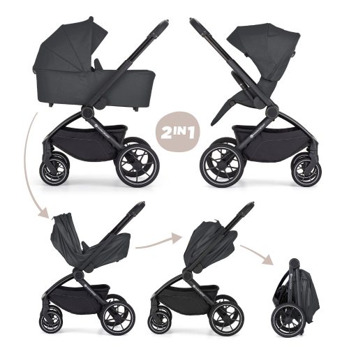 PETITE&MARS Kombinált babakocsi SCOUT 2in1 Anthracite Moon