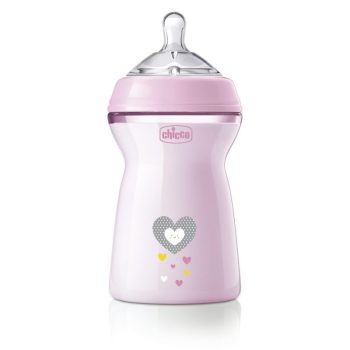 CHICCO Natural Feeling 330 ml cumisüveg lányoknak 6m+