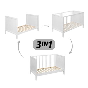 PETITE&MARS Fa kiságy Mila 3 in 1 White Wood 120x60 cm