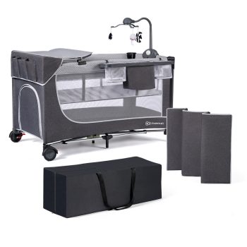   KINDERKRAFT SELECT Utazóágy Leody kiegészítőkkel Leody Grey, Premium