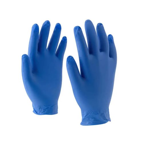 Egyszerhasználatos púdermentes nitril kesztyű, 100 db / 1 doboz (kék, M)