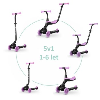   QPLAY futóbicikli/roller  Sema Evo  LED fényekkel Violet, kor 1 - 6 év, 50 kg-ig