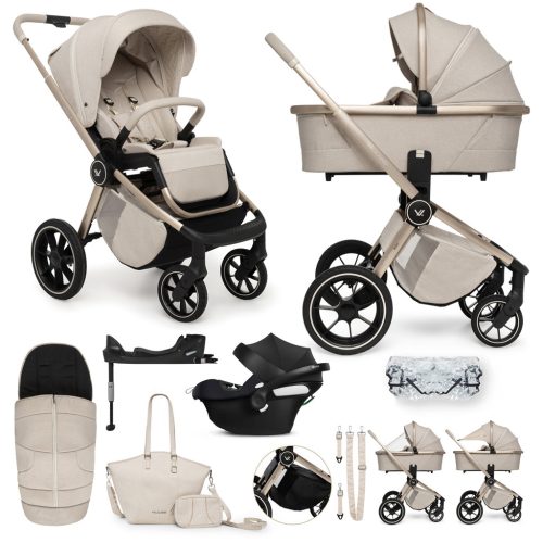 MUUVO KÉSZLET Babakocsi Quick Boho Beige szett 2v1 + CYBEX Aton B2 i-Size + alap