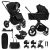 MUUVO KÉSZLET Babakocsi Quick SE 2 Chromium black szett 2in1 + CYBEX Aton B2 i-Size + alap