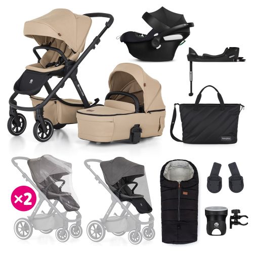 PETITE&MARS KÉSZLET Babakocsi 4v1 ICON Mocha Beige XXL RWS + CYBEX Aton B2 i-Size