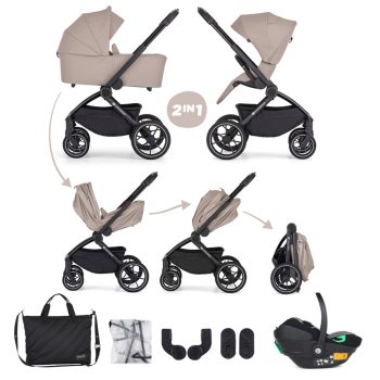  PETITE&MARS Kombinált babakocsi SCOUT 3 az 1-ben Cappuccino Cream + Core Pro i-Size