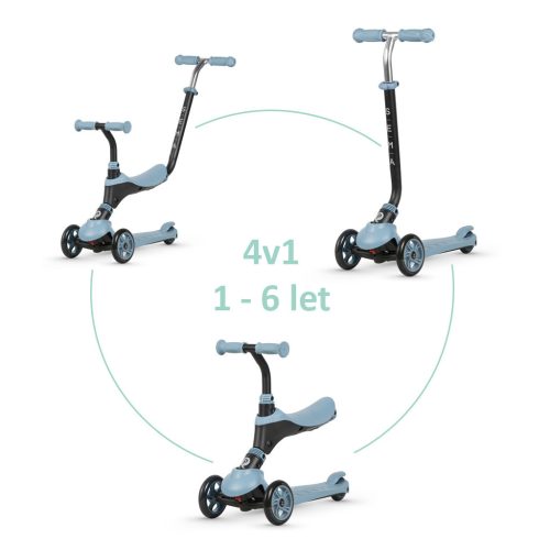 QPLAY Futóbicikli / roller Sema Blue, életkor 1 - 6 év, 50 kg-ig